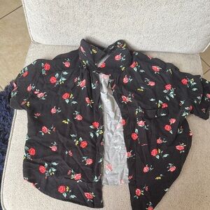 SOFT Floral Black Button-Up Shirt